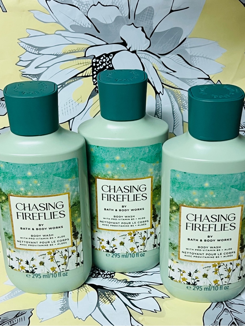 3 Bath & Body Works ~ CHASING FIREFLIES ~ Body Wash ~ Shower Gel